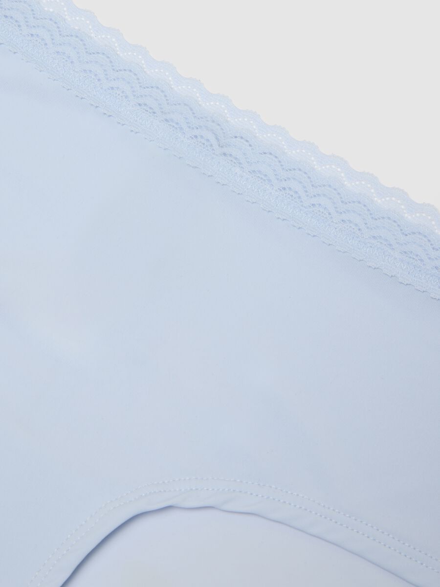 Blue cotton regular fit briefs with lace_1