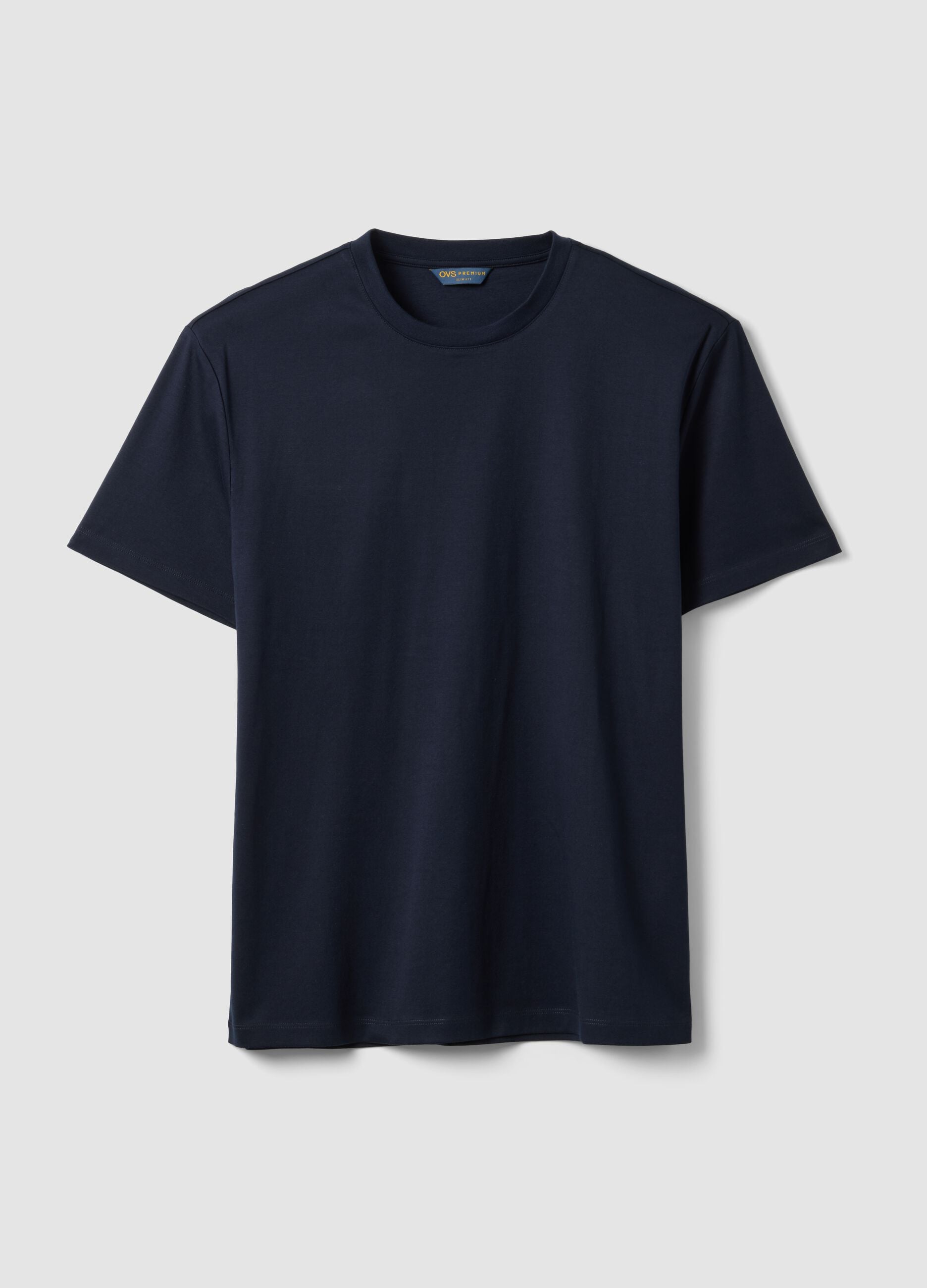 Blue pure cotton short-sleeve T-shirt