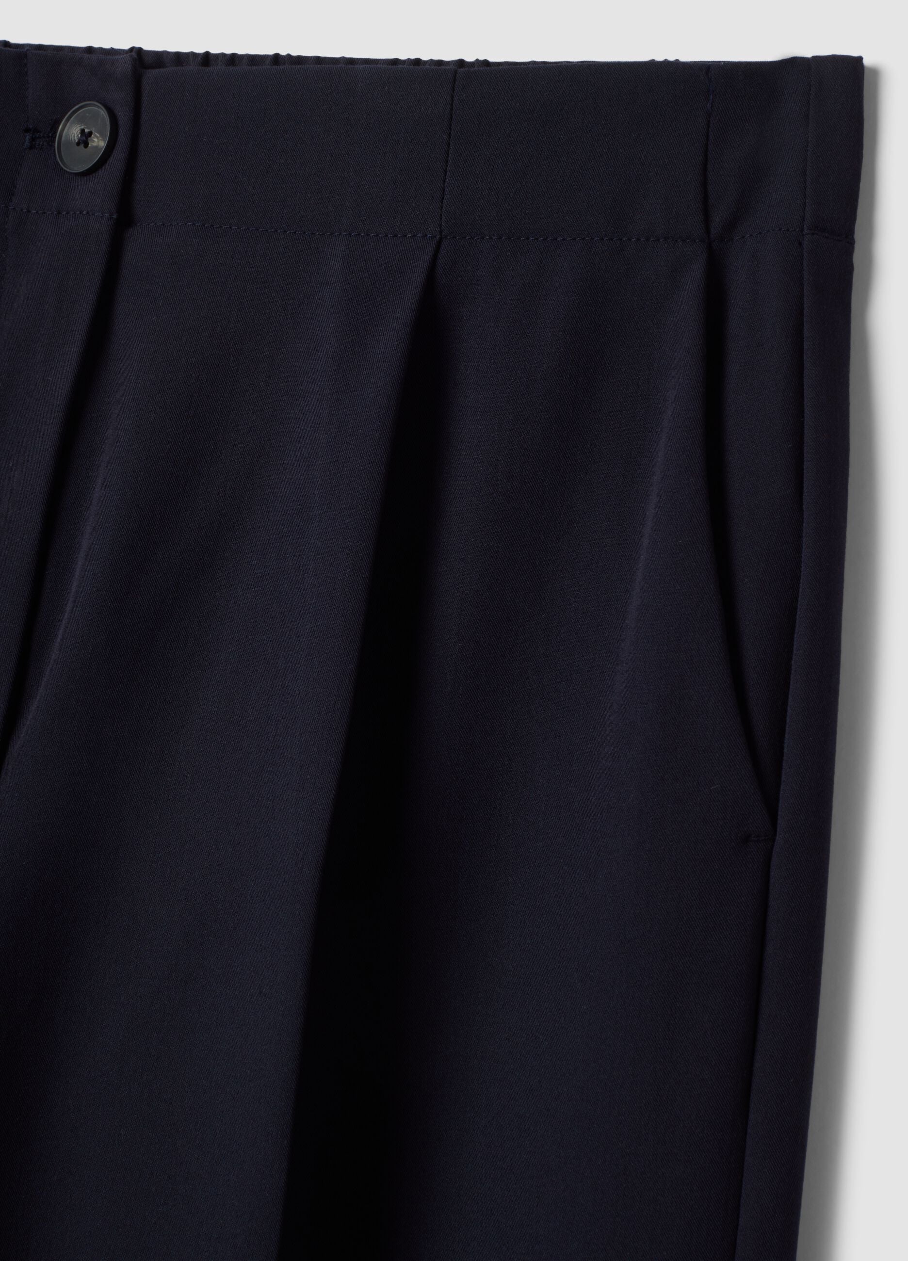 Navy stretch viscose formal trousers, regular fit
