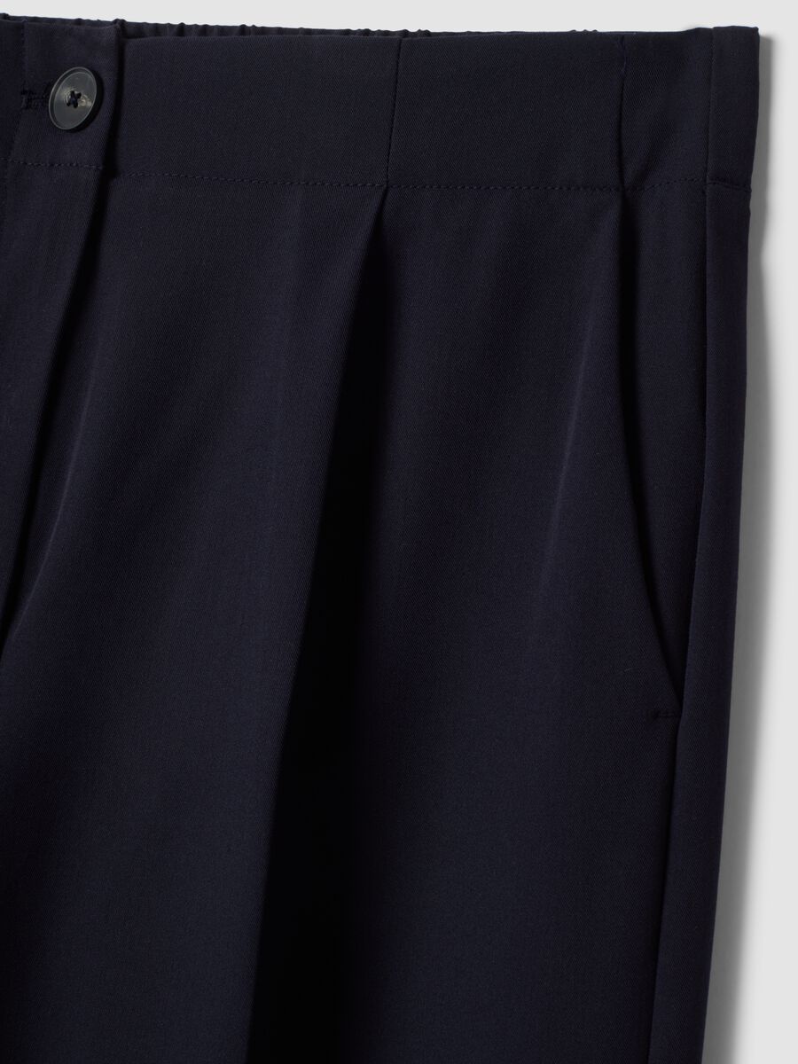 Navy stretch viscose formal trousers, regular fit_1