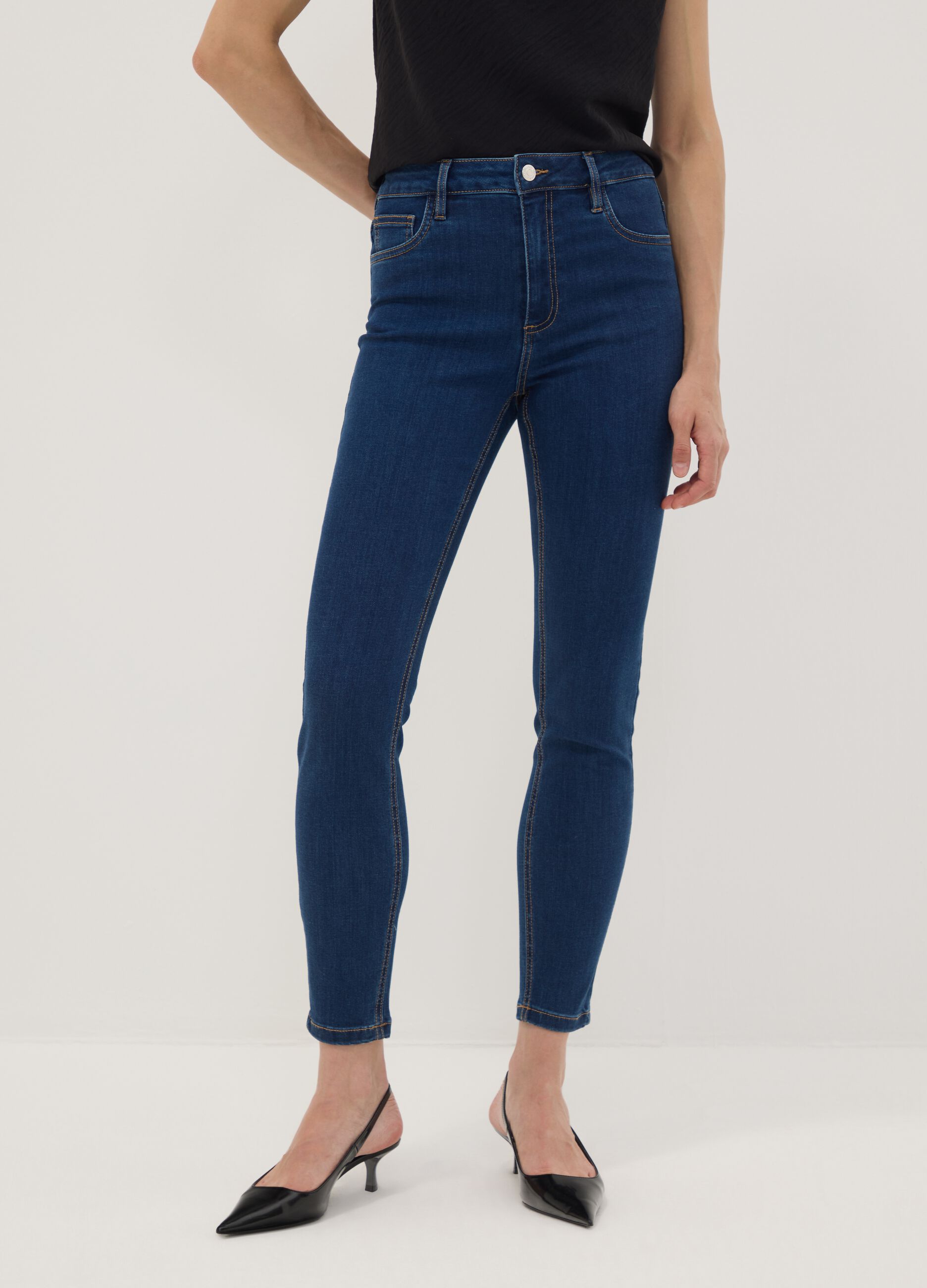 Blue skinny-fit jeans in stretch cotton and viscose