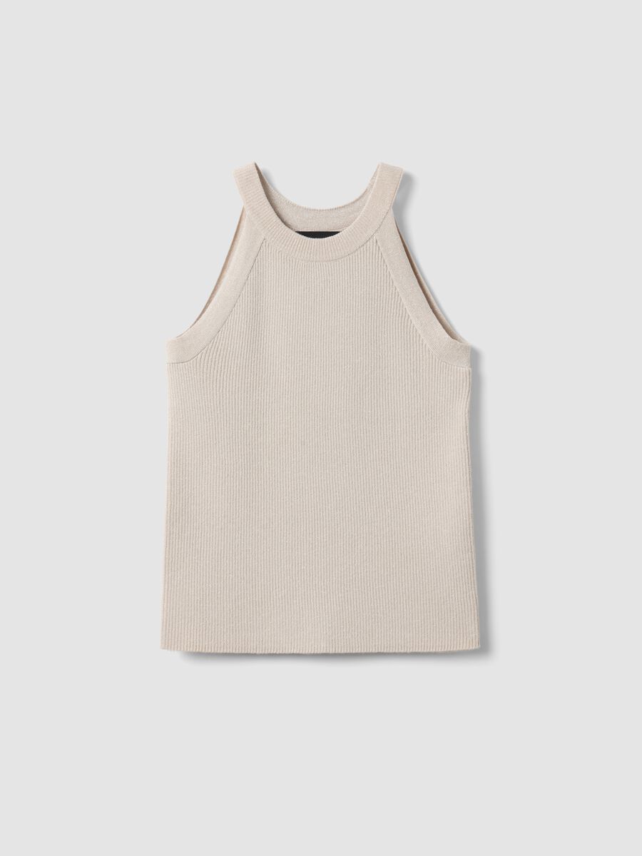 Tank top fitted in misto viscosa beige_4