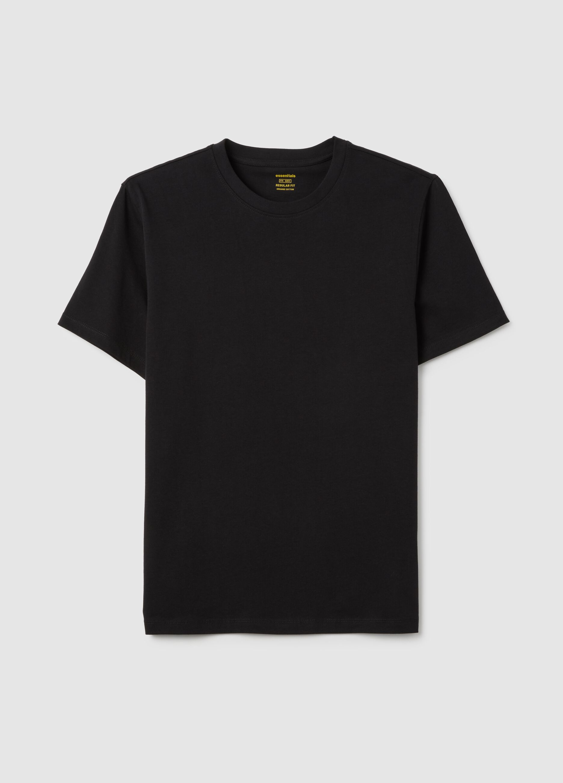 Black cotton regular fit T-shirt