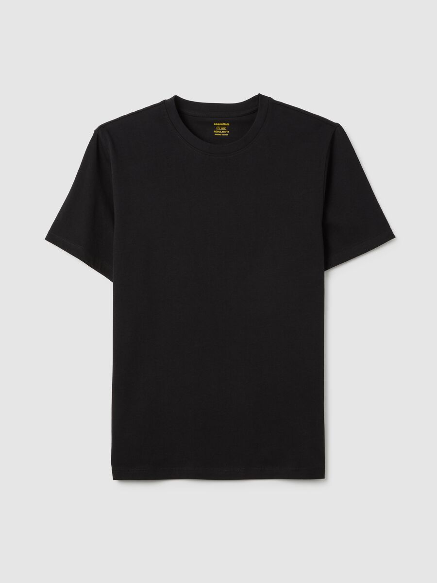 Black cotton regular fit T-shirt_4