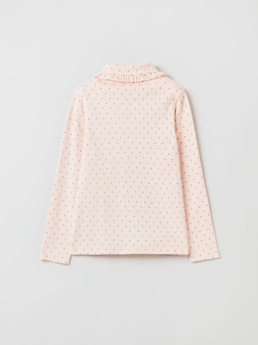 Turtle-neck t-shirt with polka dots print_1