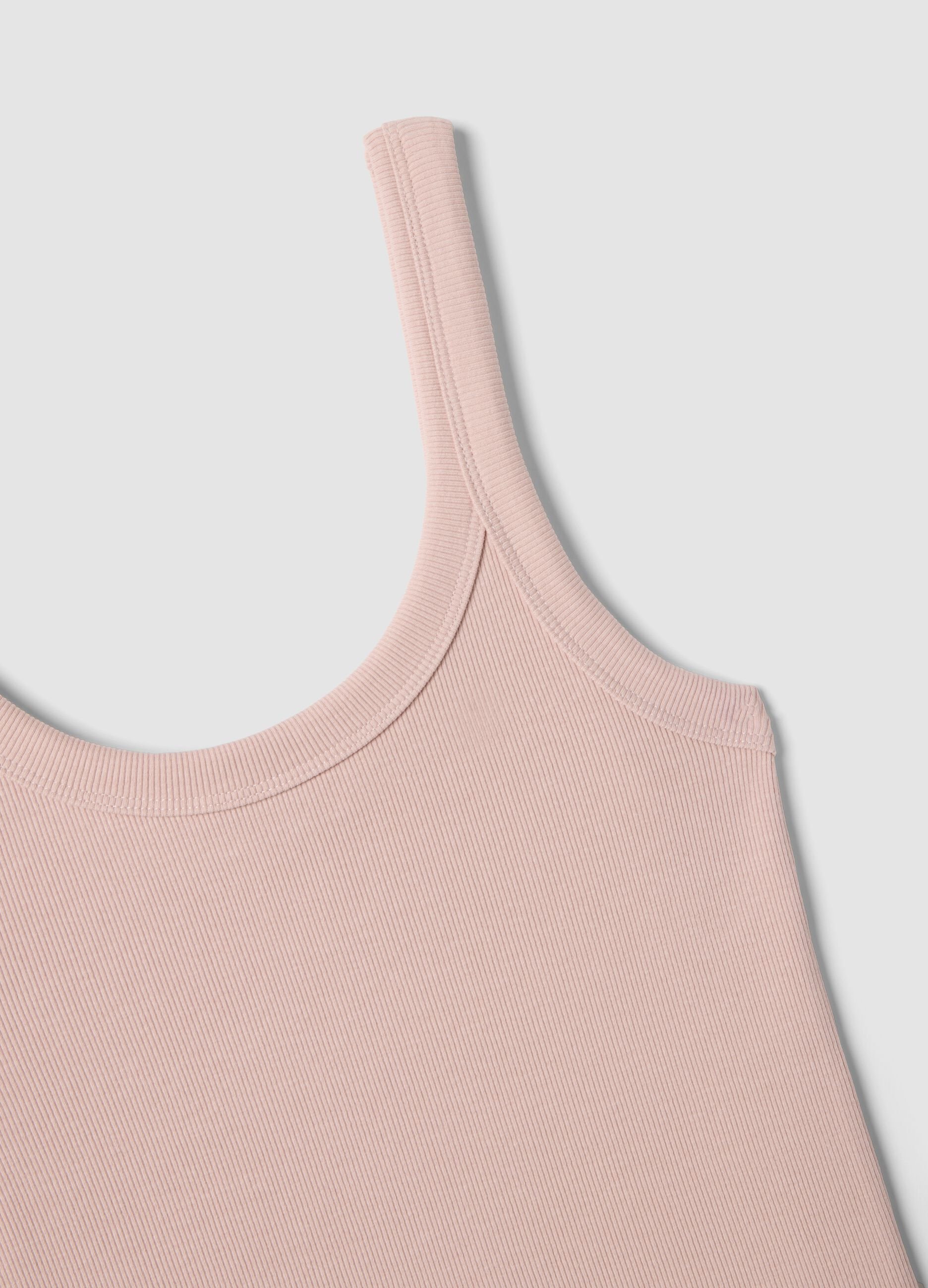 Pink fitted stretch cotton vest top