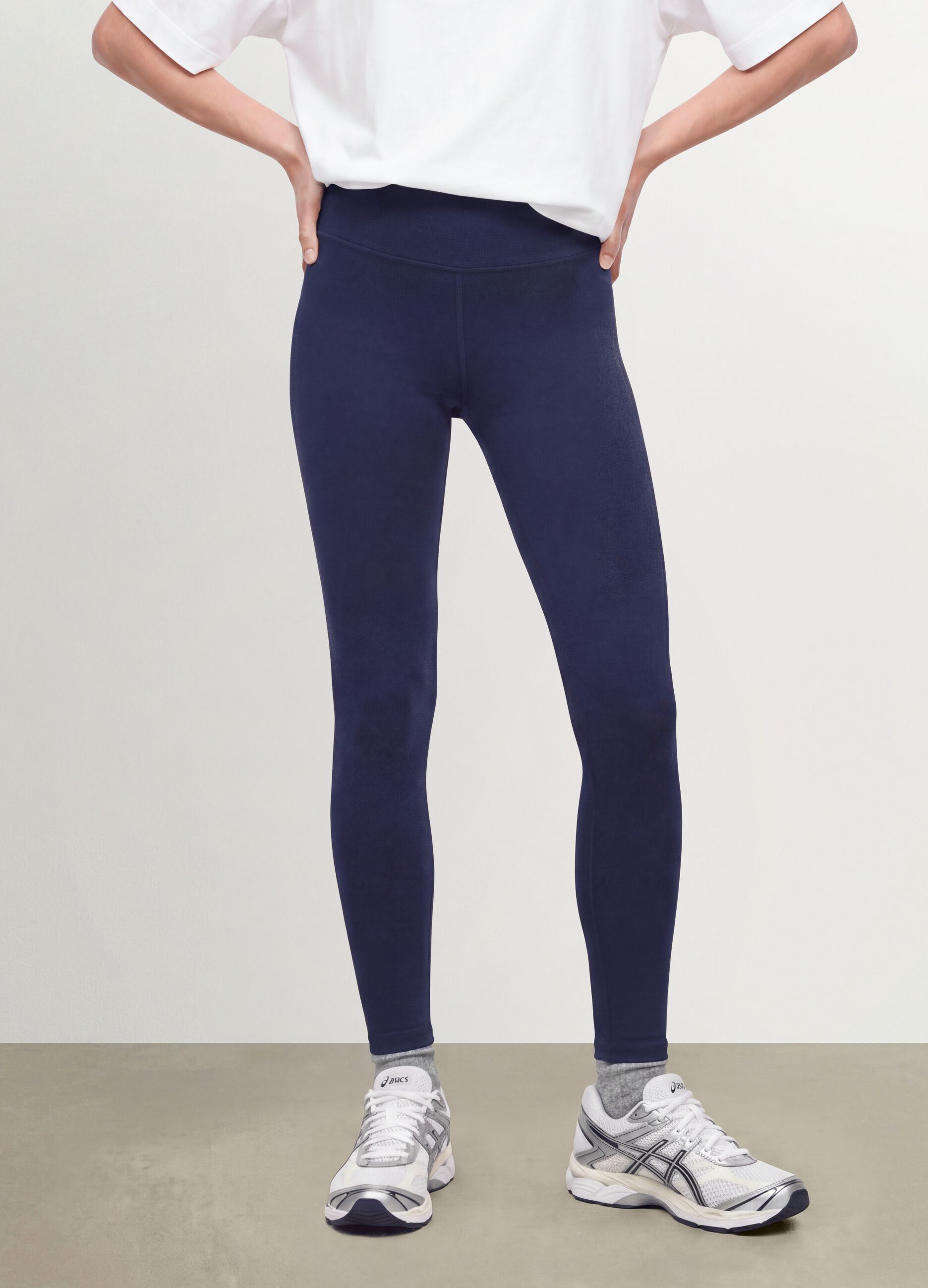 Blue Slim Fit Stretch Cotton Leggings