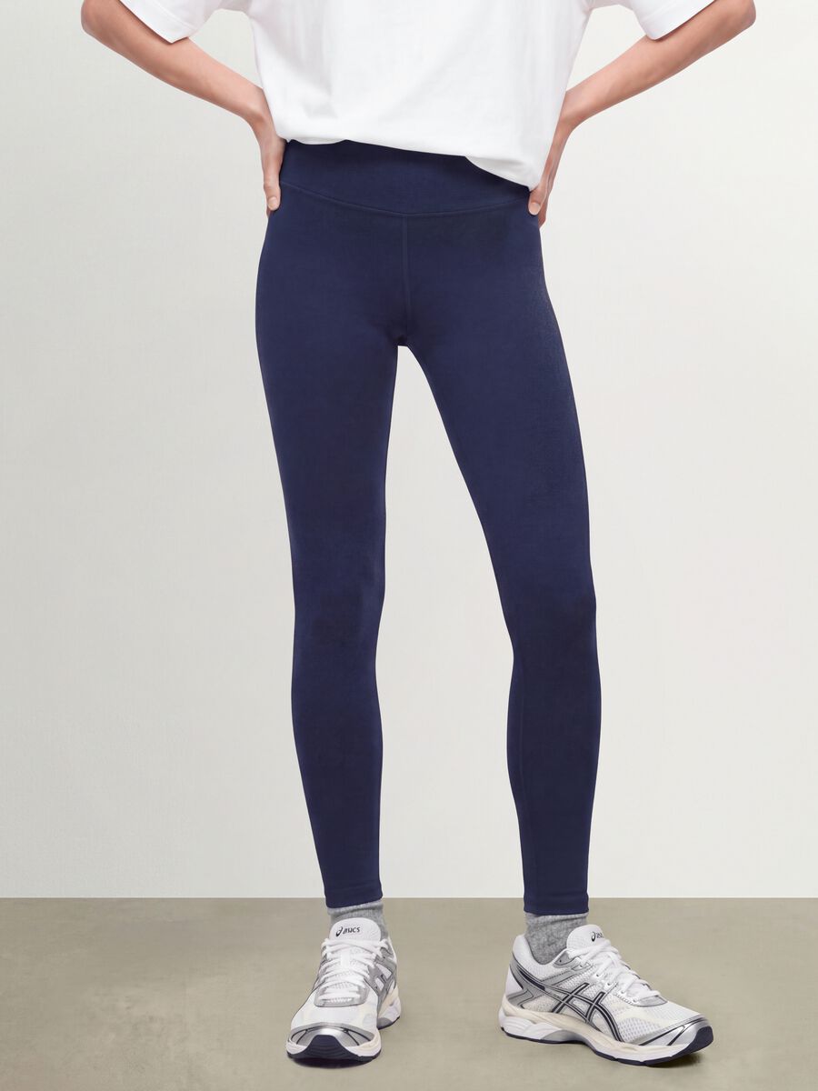 Leggings in cotone elasticizzato blu slim fit_1