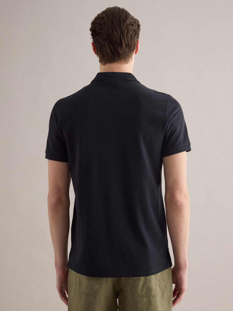 Polo a maniche corte in puro cotone nero regular fit_3