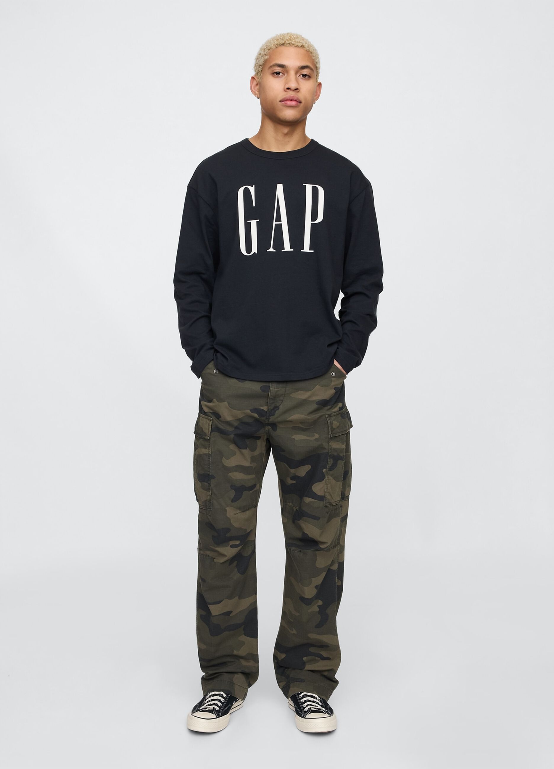 GAP Black Long Sleeve Cotton T-shirt