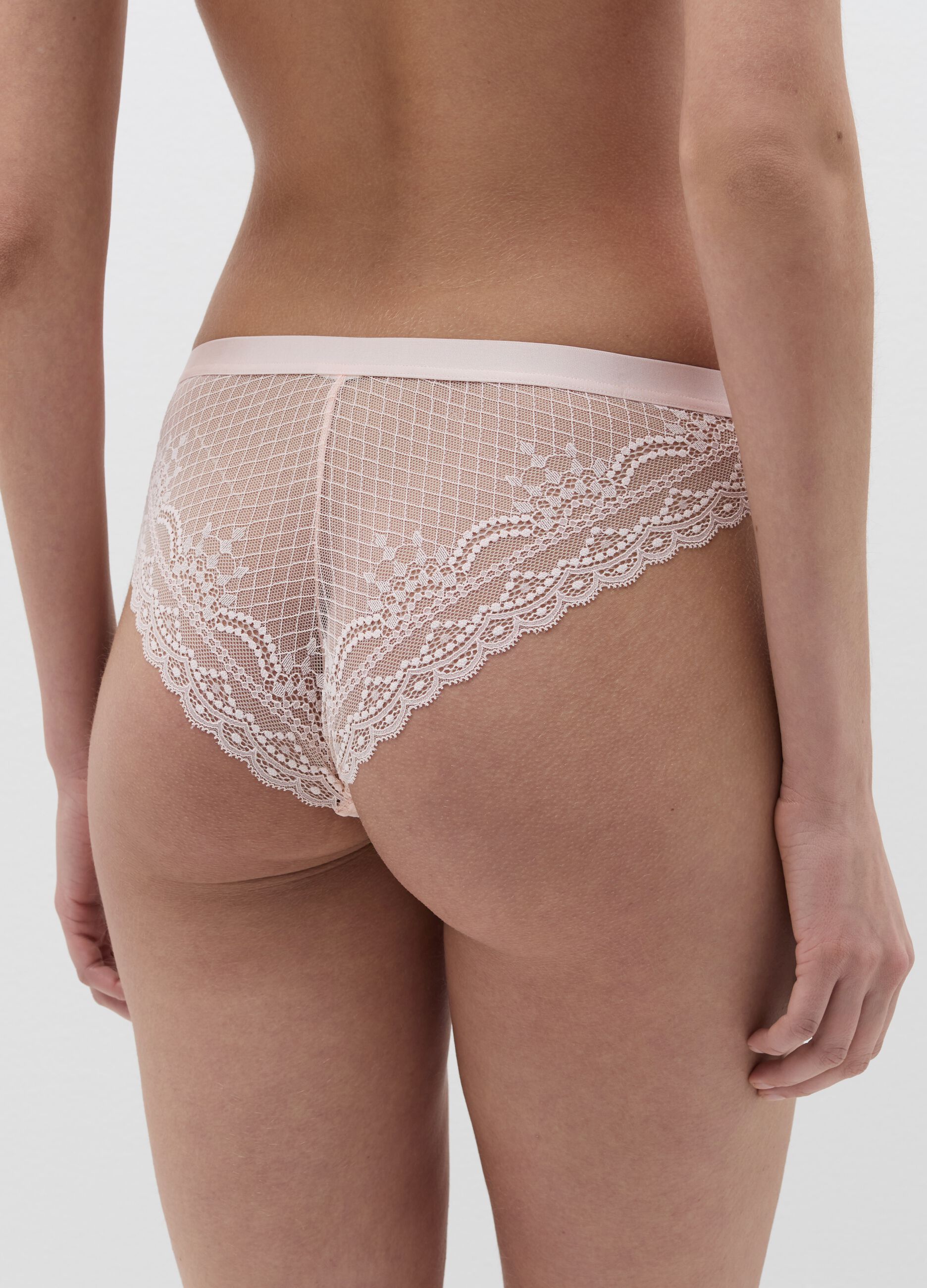 Microfibre Brazilian-cut briefs with lace back