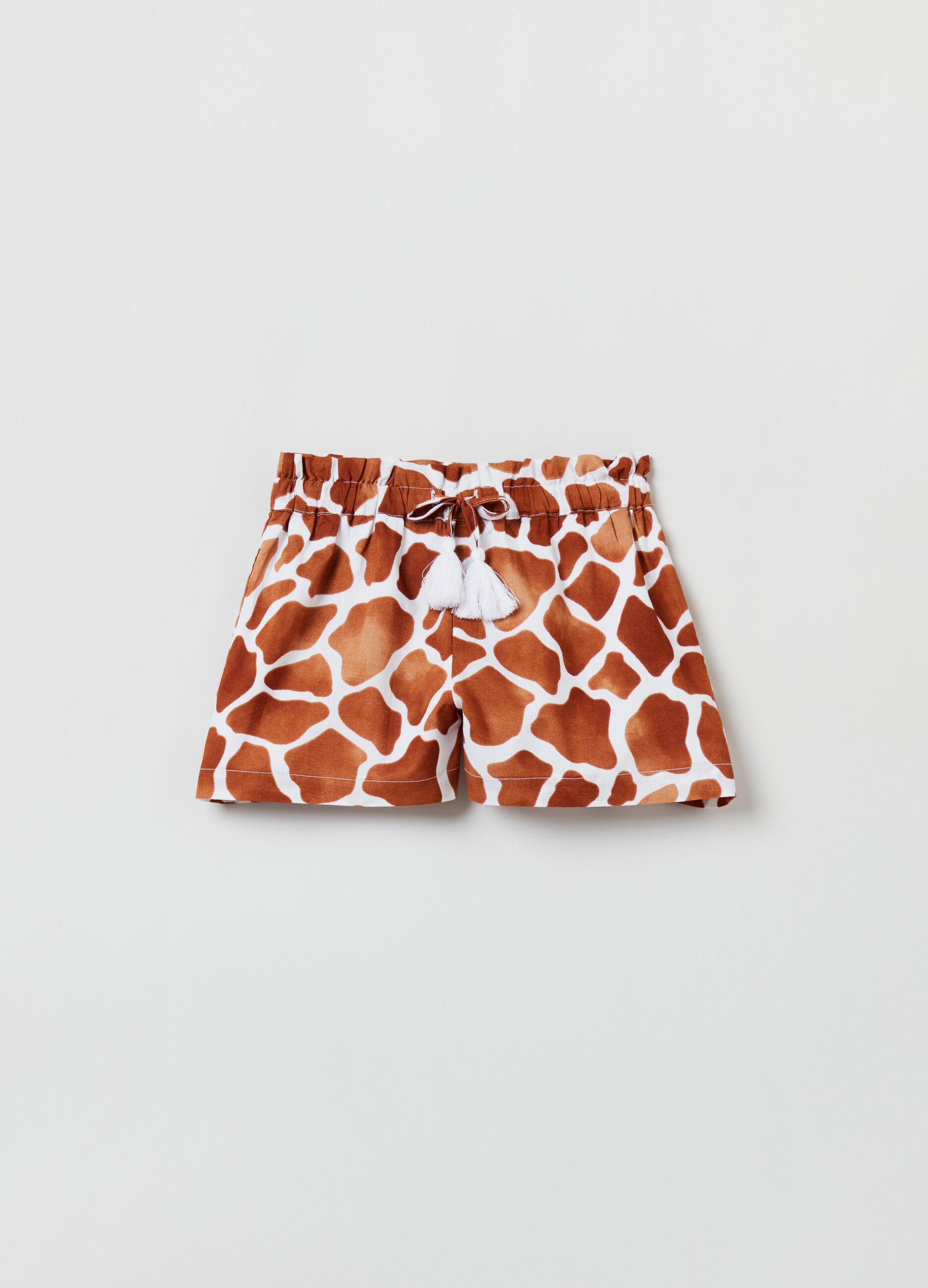 Shorts con coulisse stampa giraffa_0