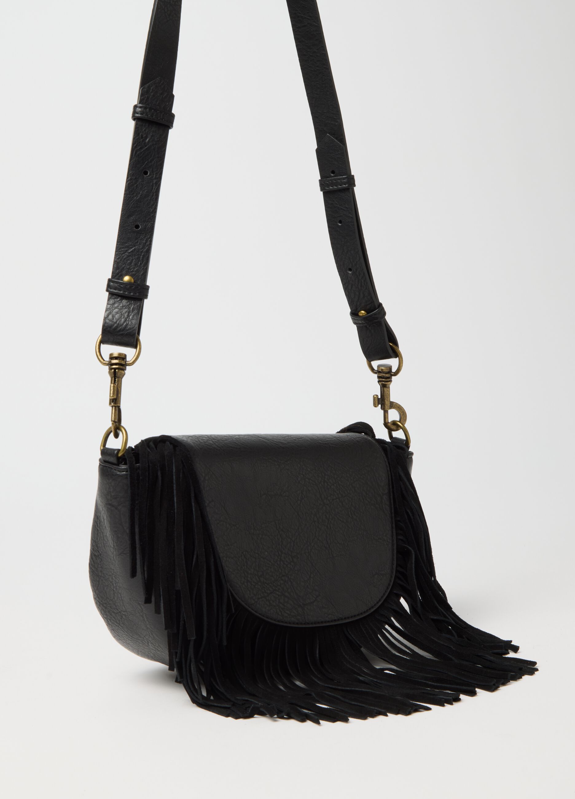 Black fringe handbag