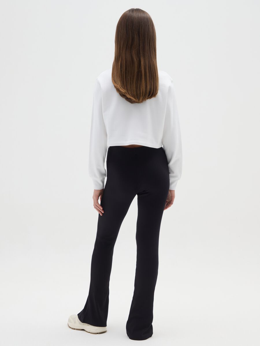 Leggings da ragazza in cotone elasticizzato nero flare fit_1