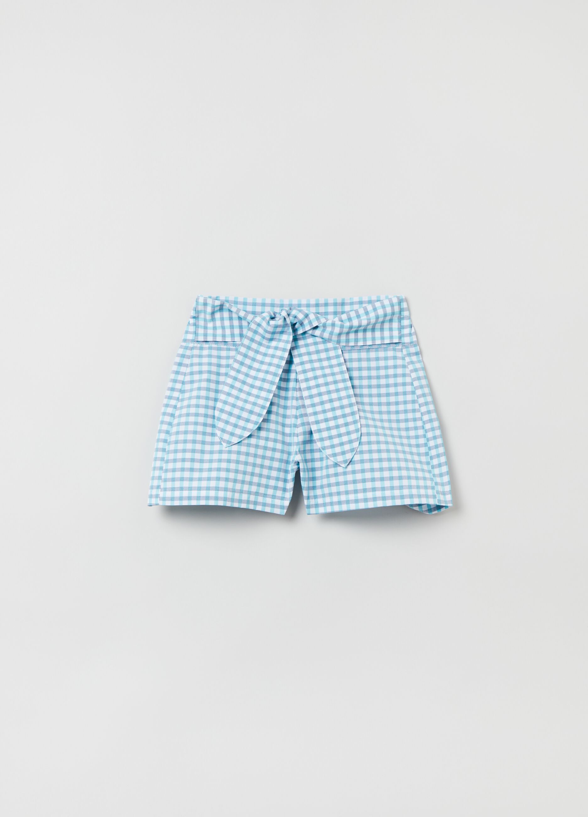 Shorts in fantasia vichy con fiocco_0