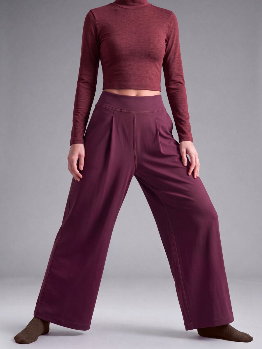 Pantaloni sportivi viola in tessuto elasticizzato wide leg ALTAVIA STUDIO_2