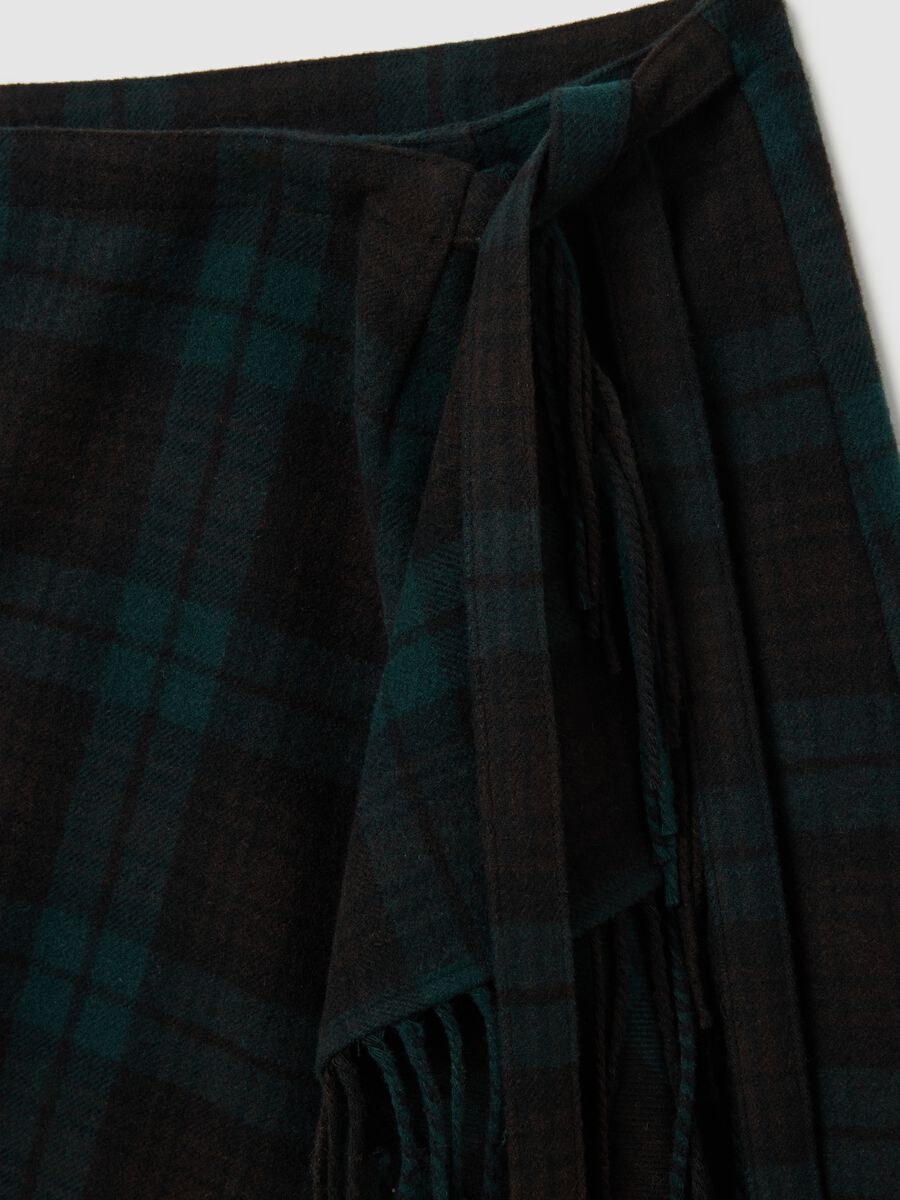 Gonna scozzese a quadri multicolor regular fit con frange_5