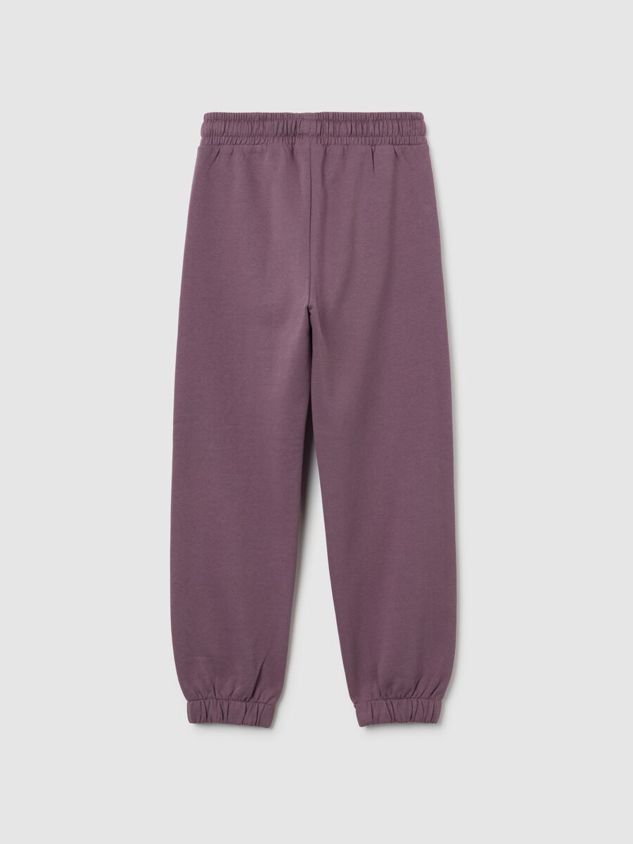 Girls' Regular Fit Pure Cotton Purple Joggers_1