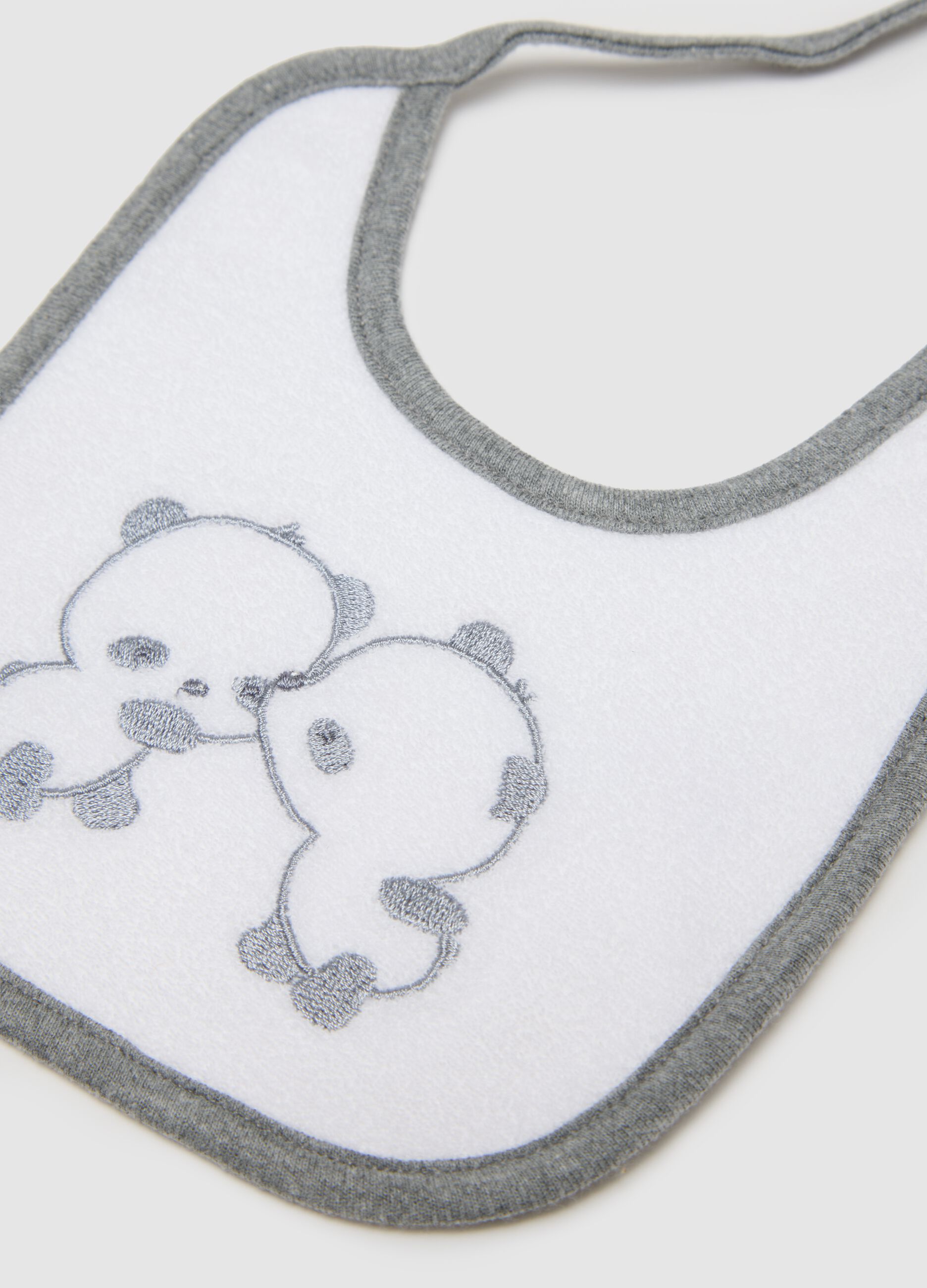 Twin pack baby bibs in white cotton with tie closure
