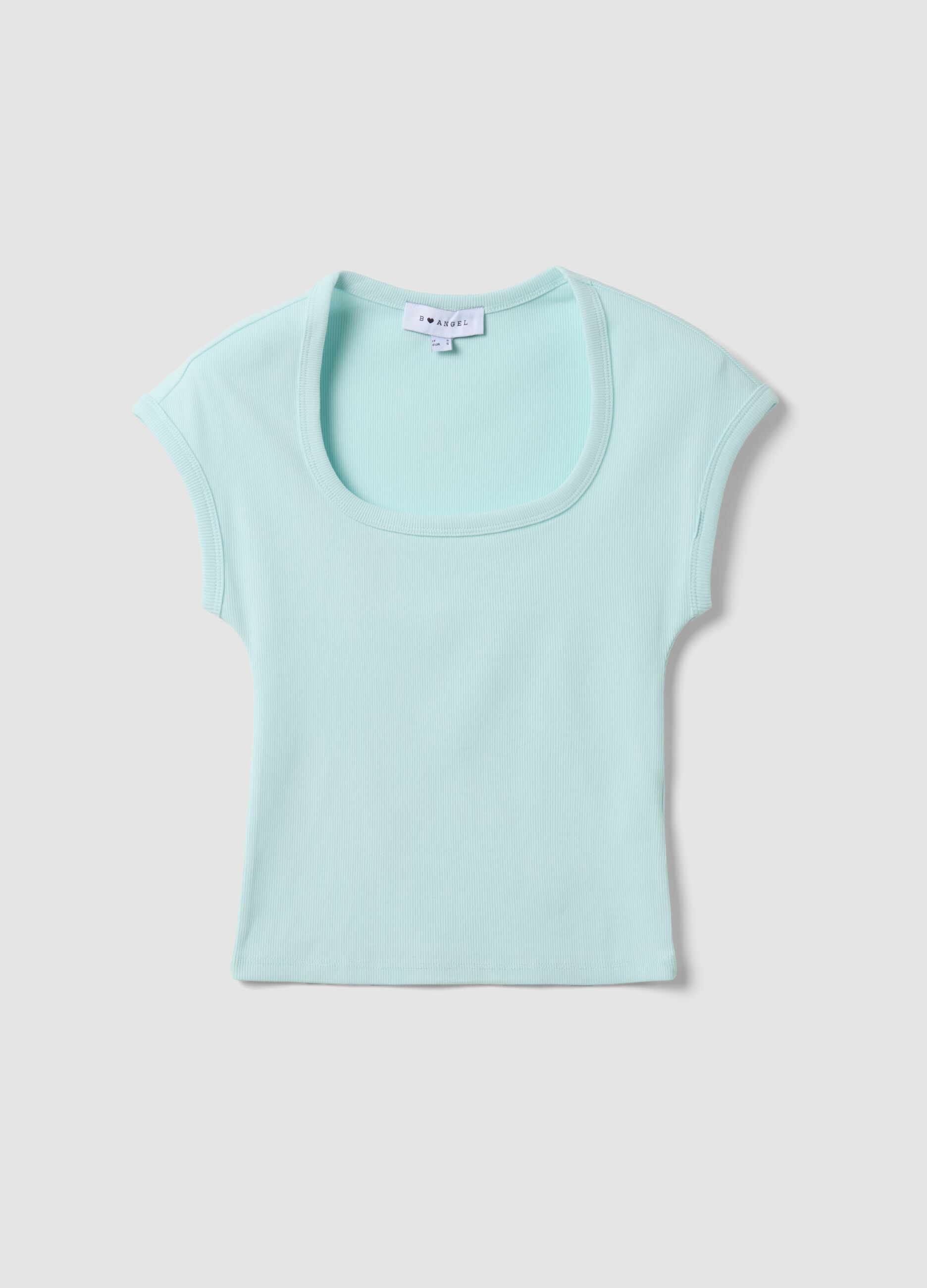 Blue stretch cotton T-shirt