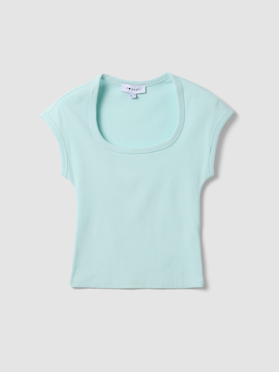 Blue stretch cotton T-shirt_0