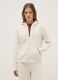 Beige cotton-blend regular fit hoodie with zip_1