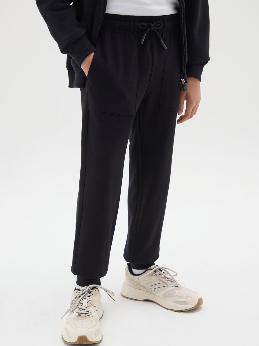 Boys' black pure cotton regular fit jogger trousers_2