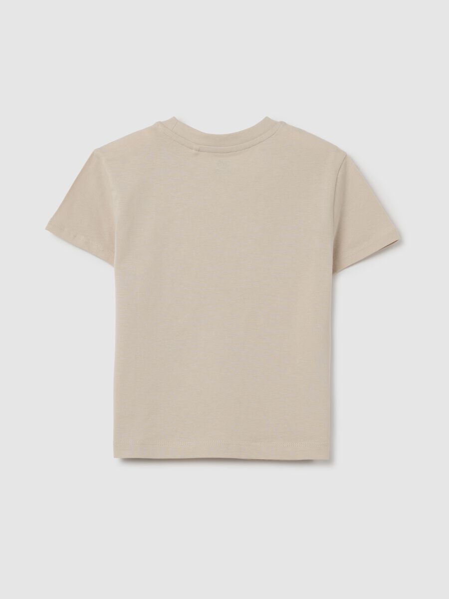 Beige girl's T-shirt in pure cotton regular fit with print_1