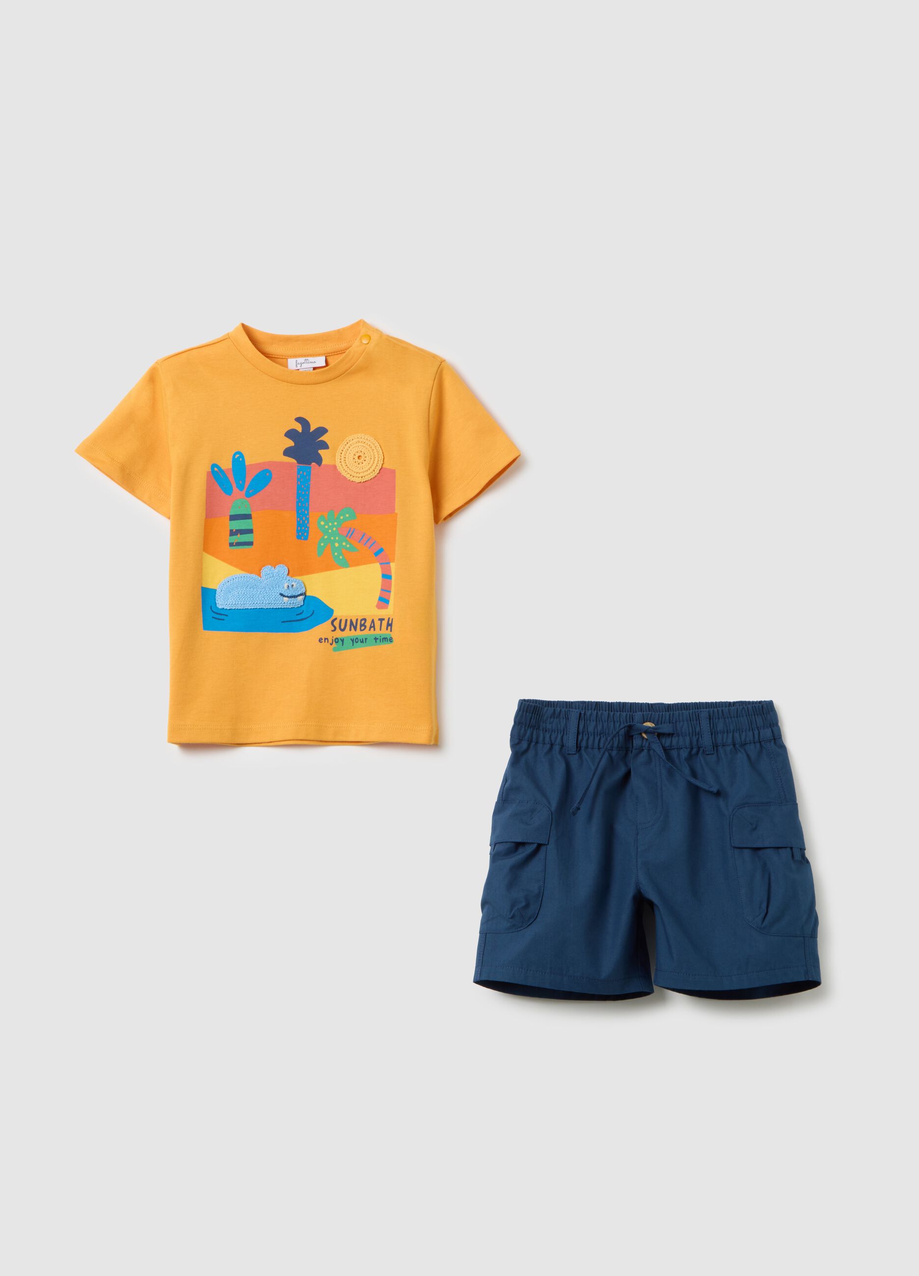 Set completo da neonato in puro cotone giallo
