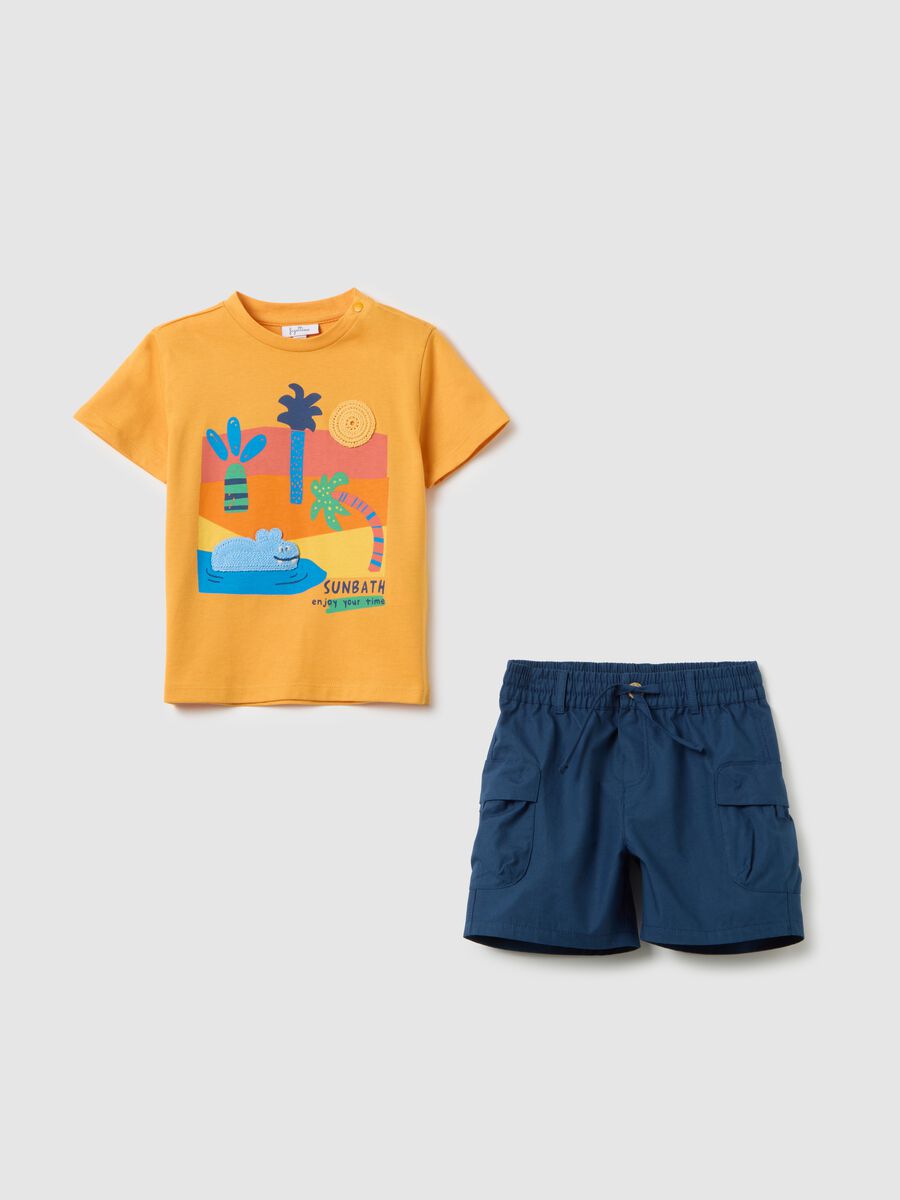 Set completo da neonato in puro cotone giallo_0