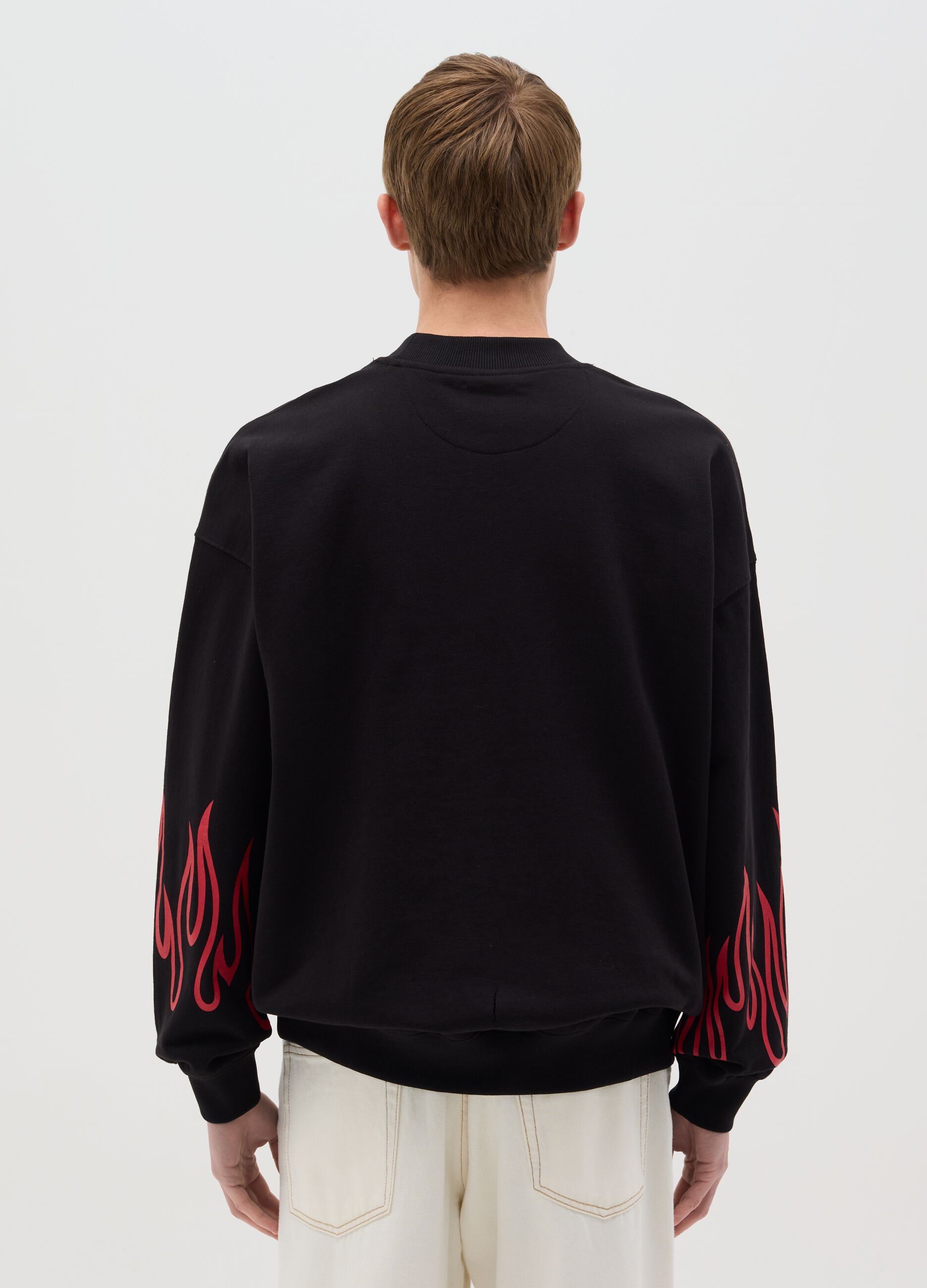 Black sweatshirt with flames print