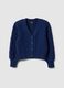 Girls' regular fit deep V blue pure cotton braided cardigan_3