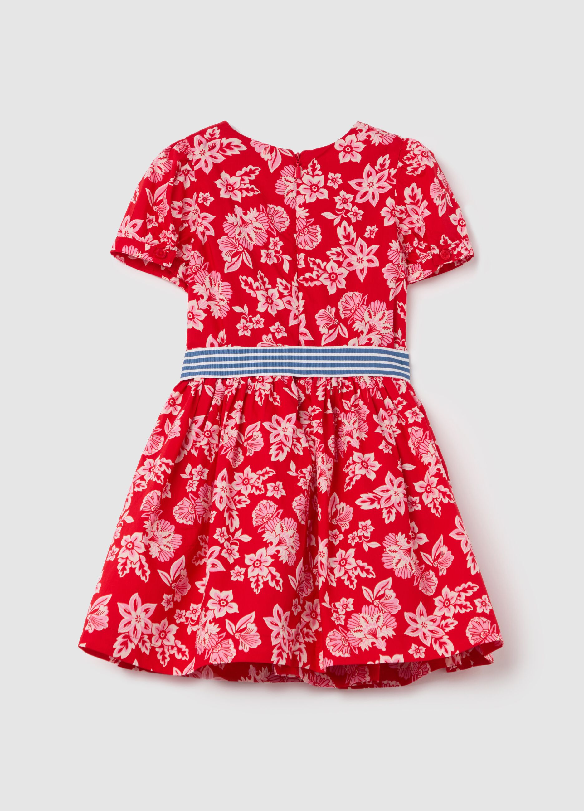 Floral dress with striped belt