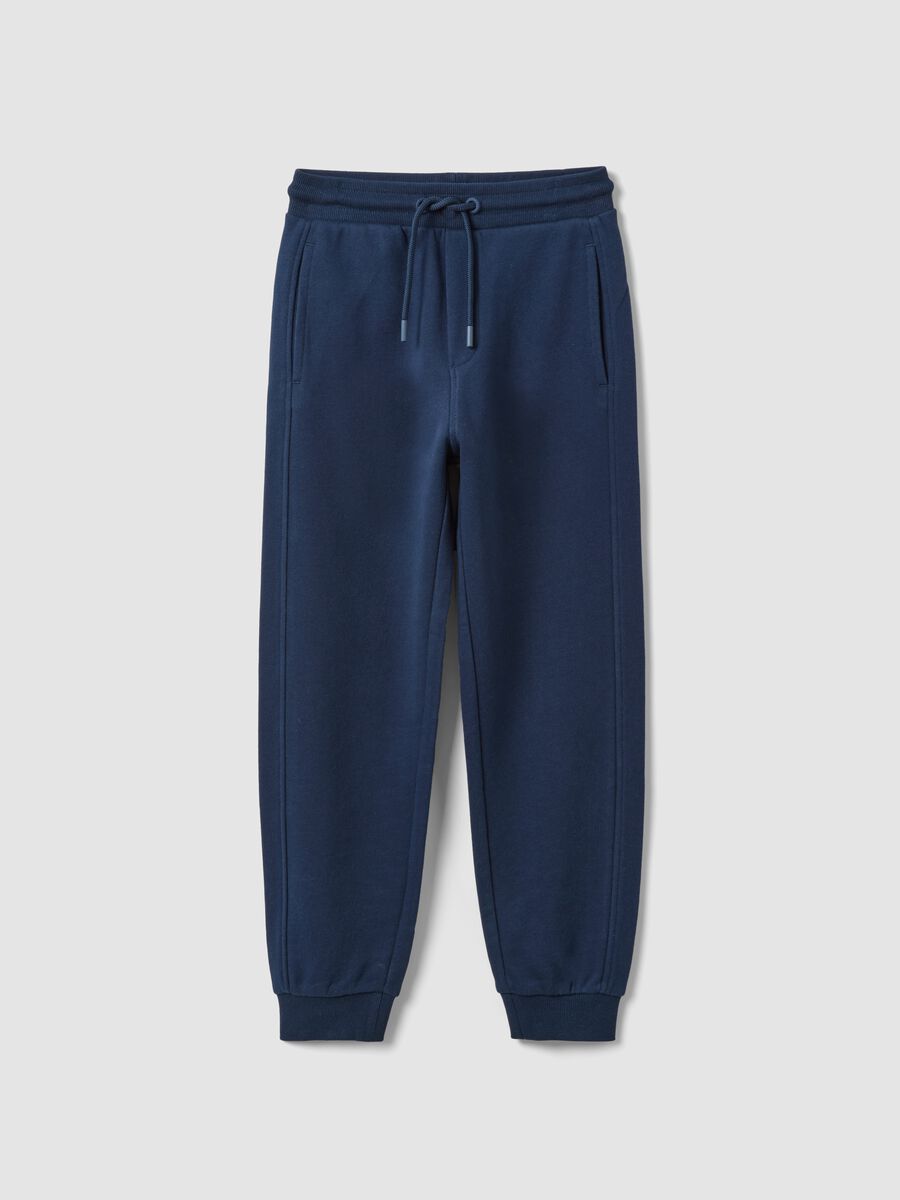 Blue organic cotton comfort-fit joggers for boys_0