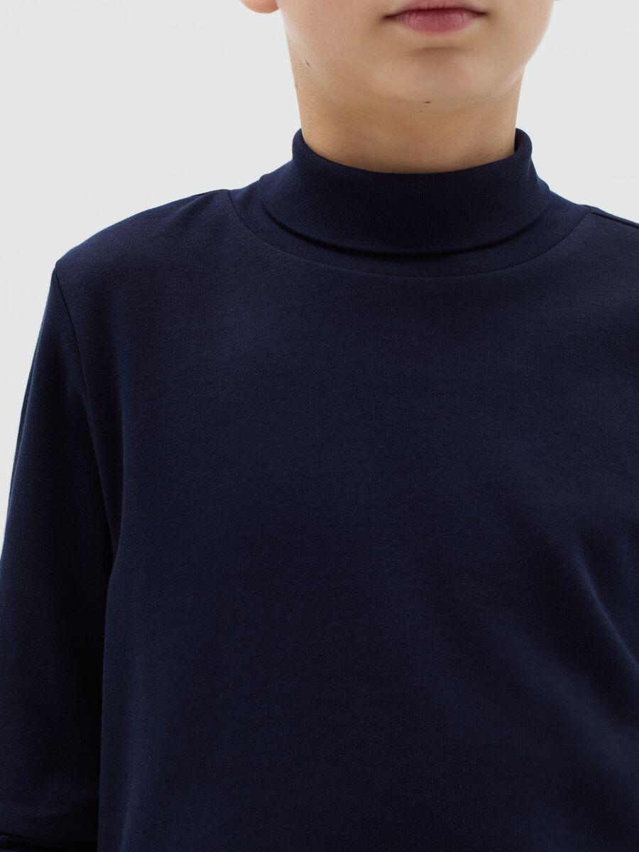 Cotton T-shirt with high neck_1