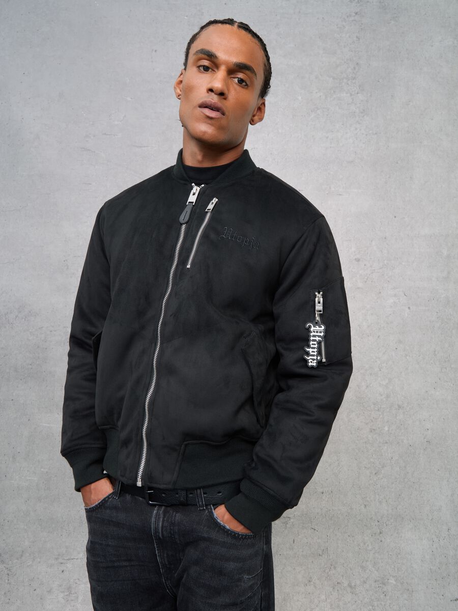 Suede Bomber Jacket Black_5