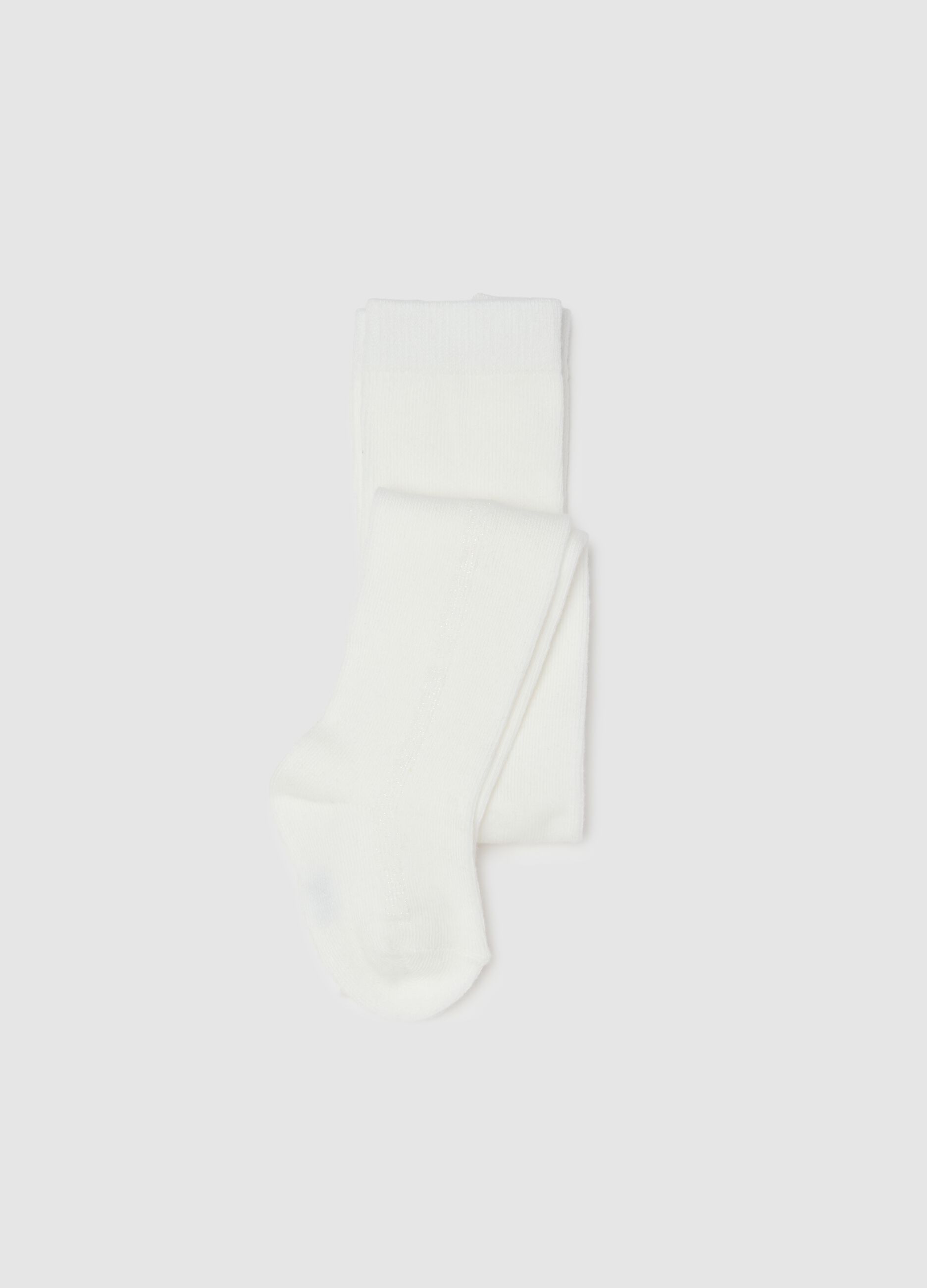 White Cotton Baby Tights with Elastic