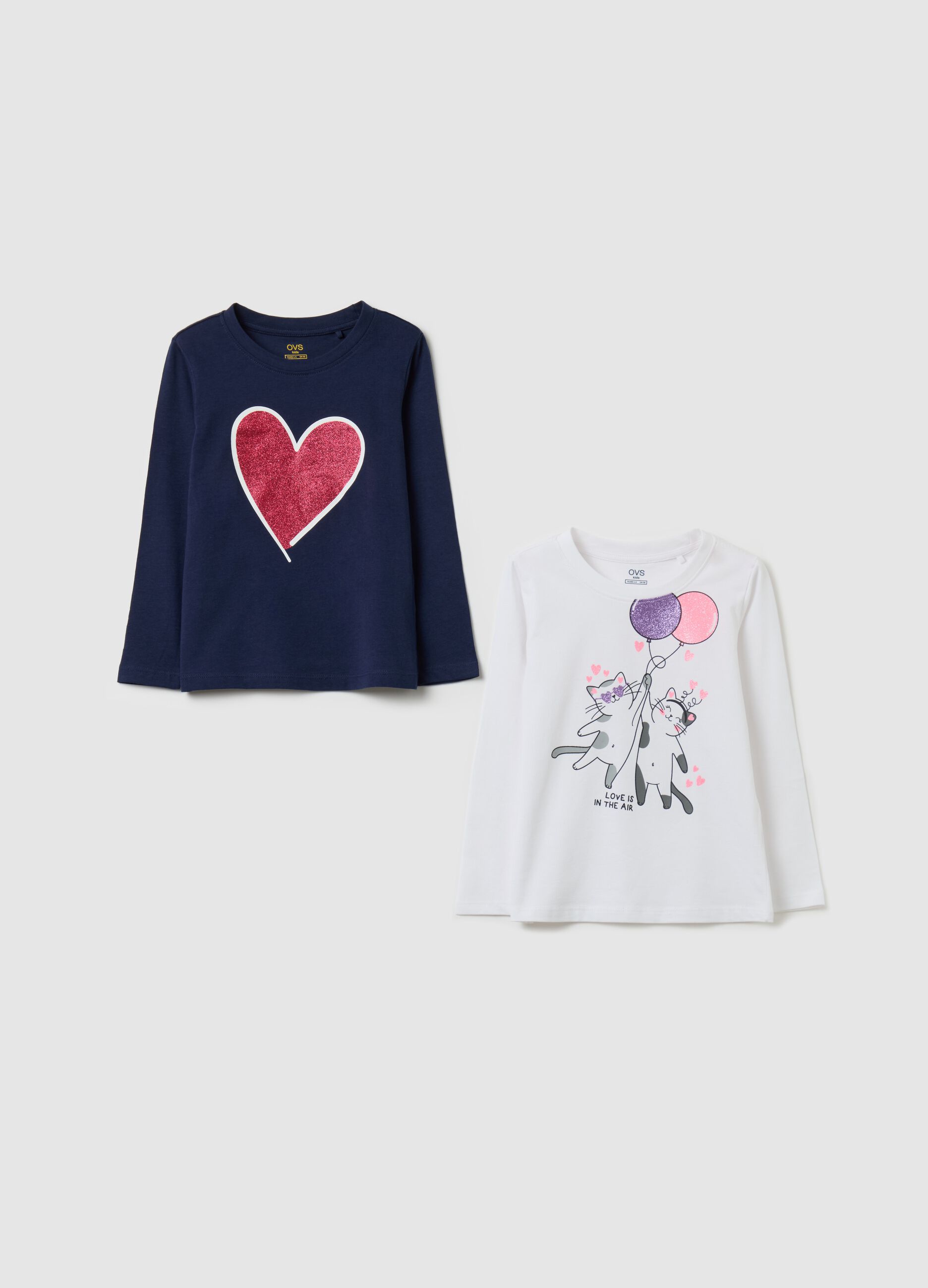 Two-pack long-sleeved T-shirt with print