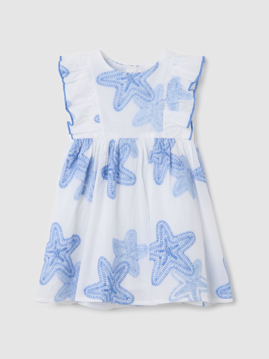 Dress with white and blue starfish in cotton_0