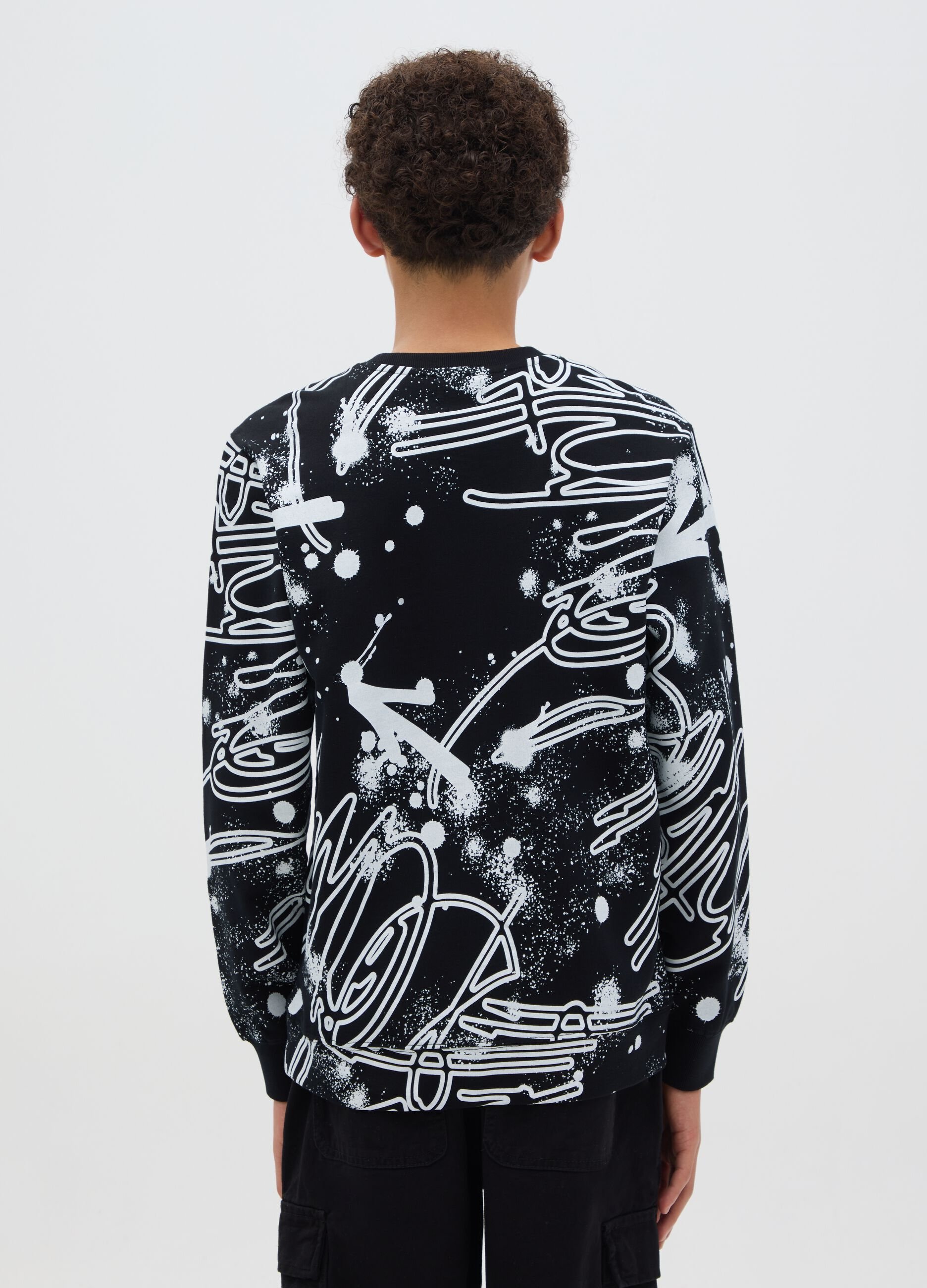 French terry sweatshirt with graffiti print