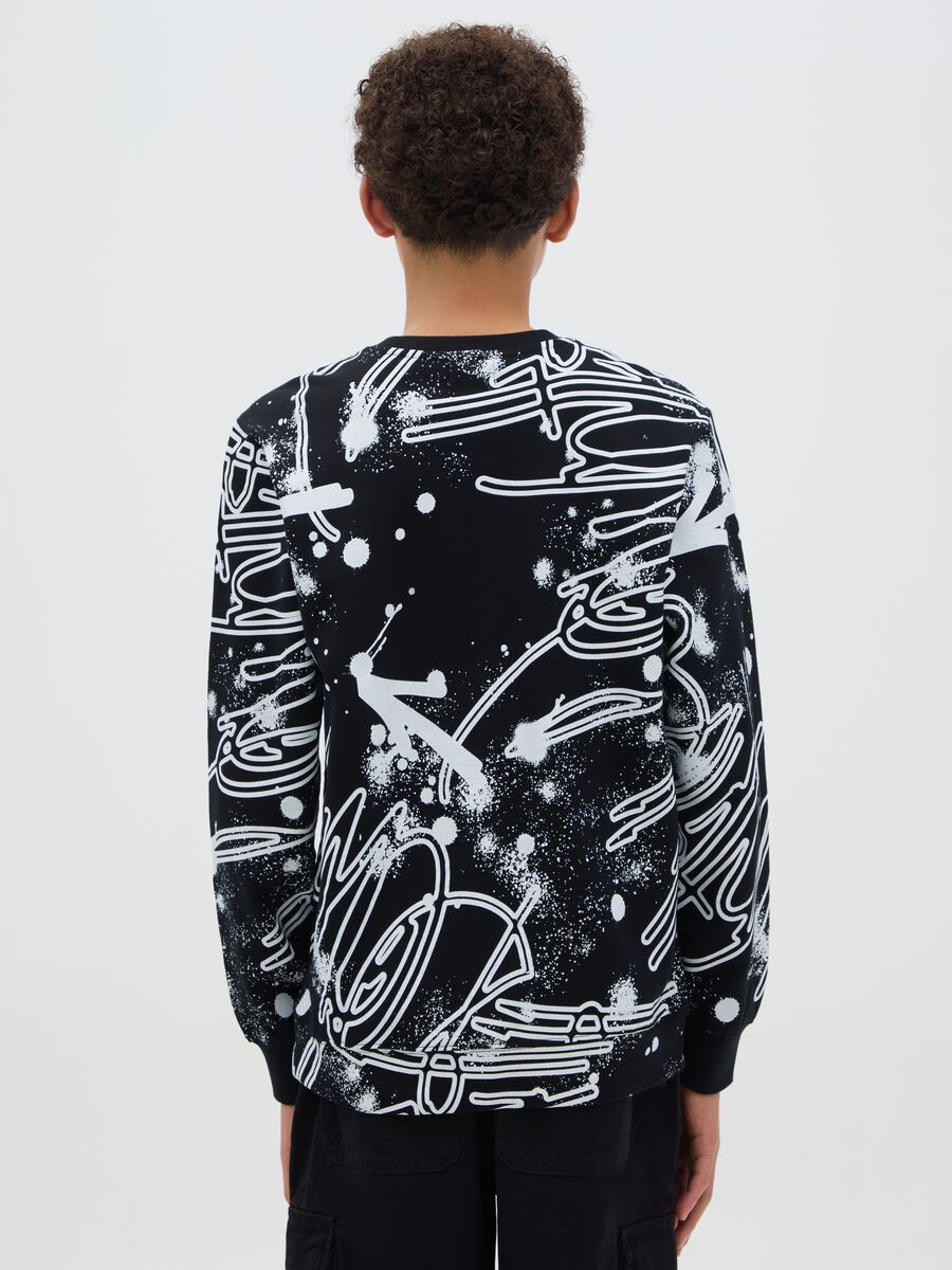 French terry sweatshirt with graffiti print_1