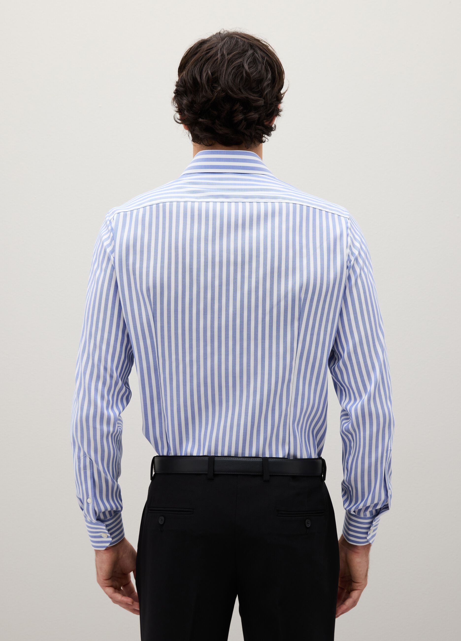 Slim fit pure cotton striped shirt