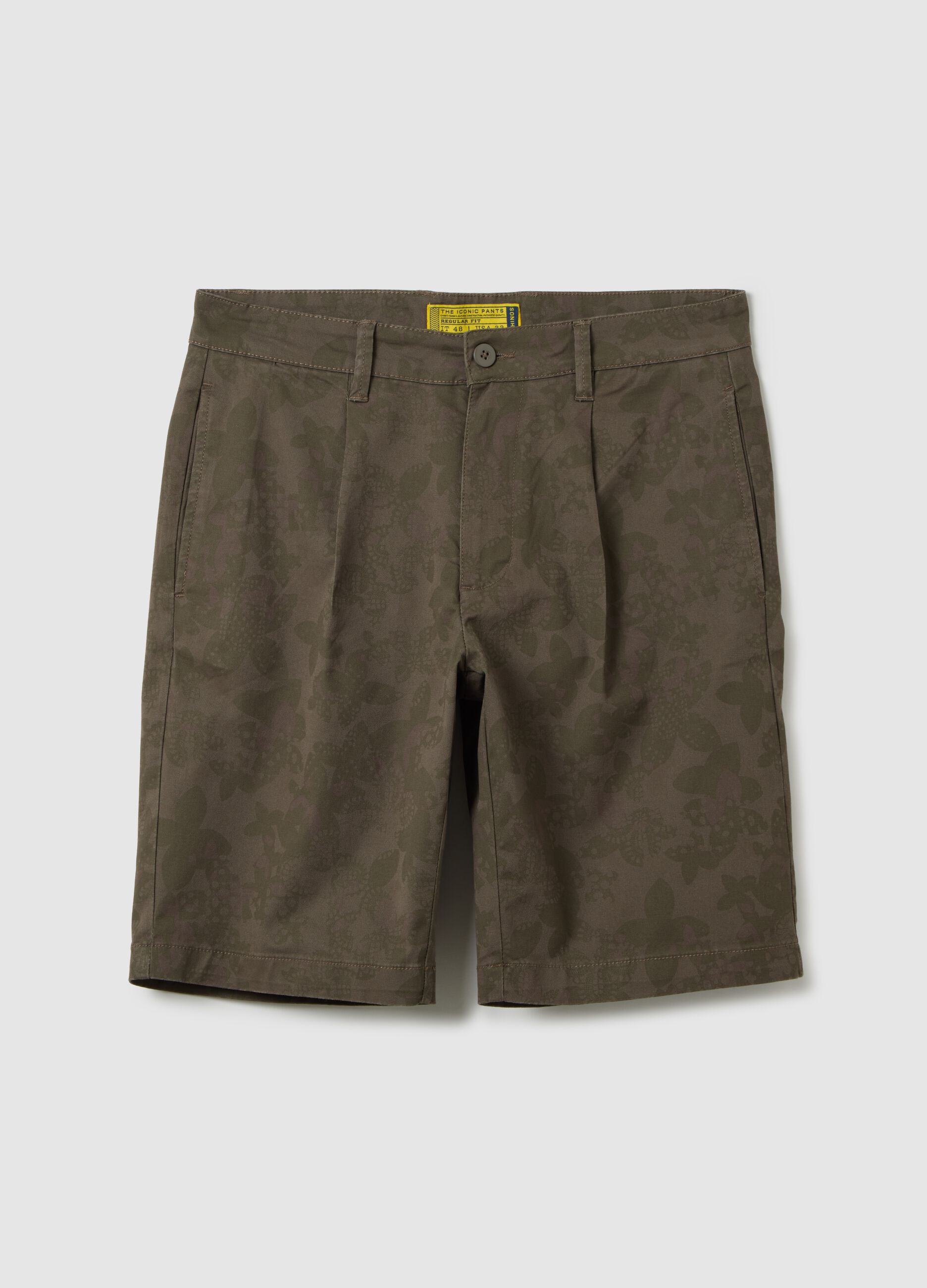 Bermuda da uomo in cotone marrone regular fit