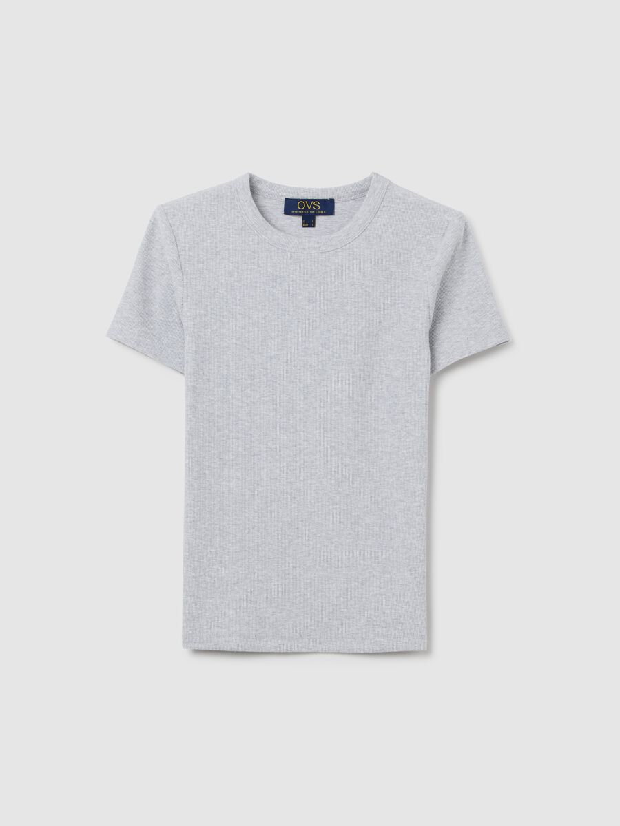 Grey short sleeve stretch cotton T-shirt_4