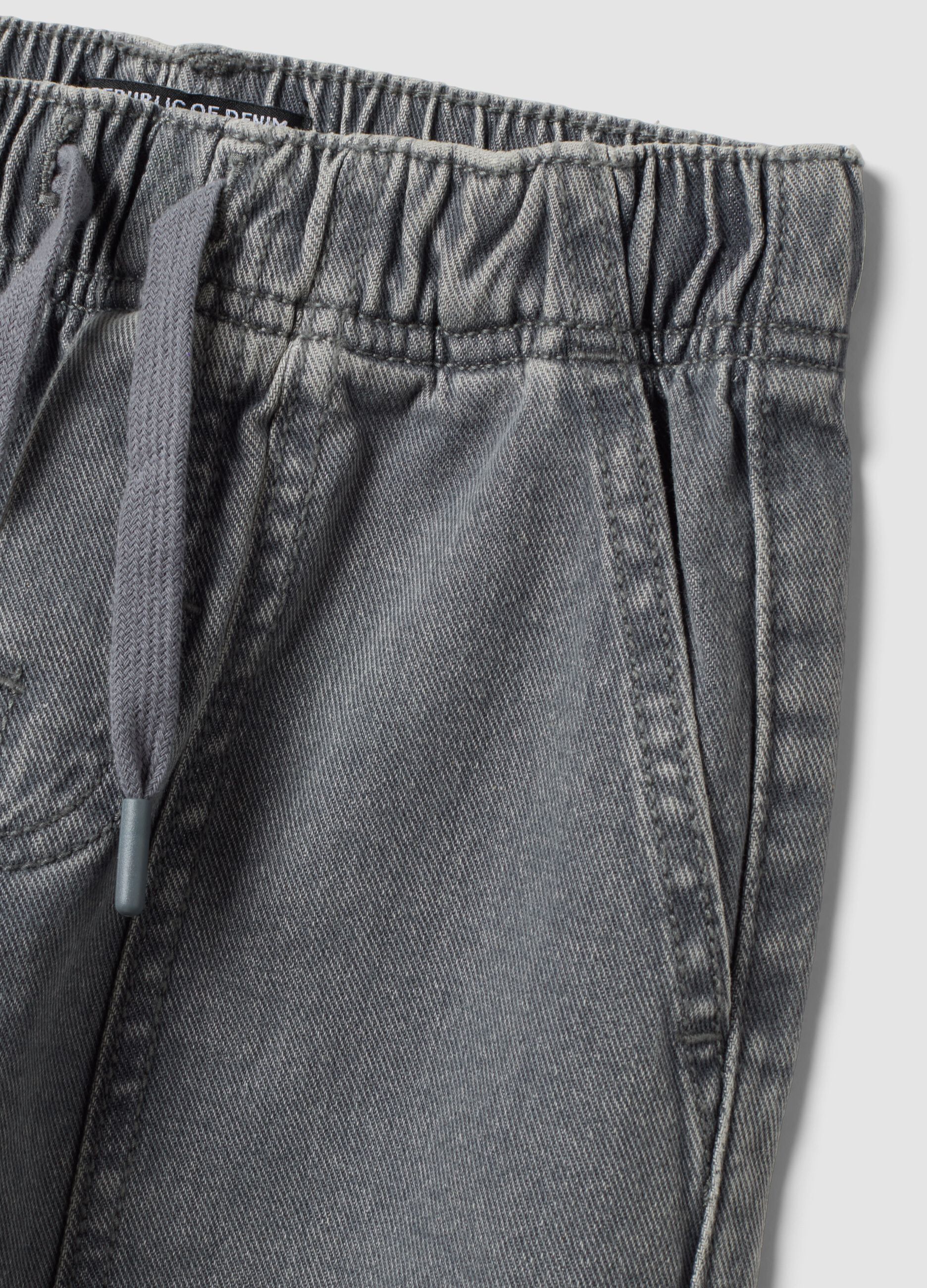 Grey pure cotton jogger jeans with elasticated waist, relaxed fit for boys