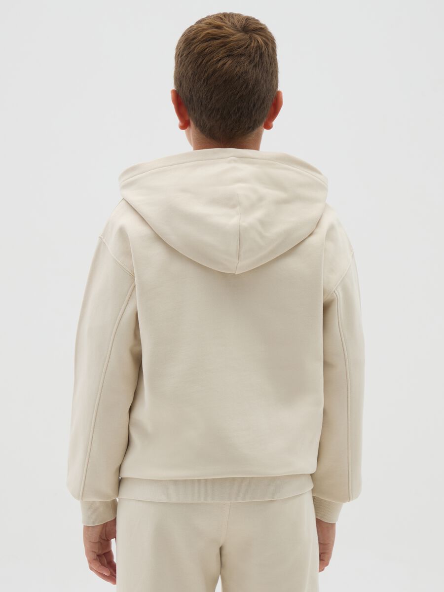 Boys' beige pure cotton hoodie regular fit_1