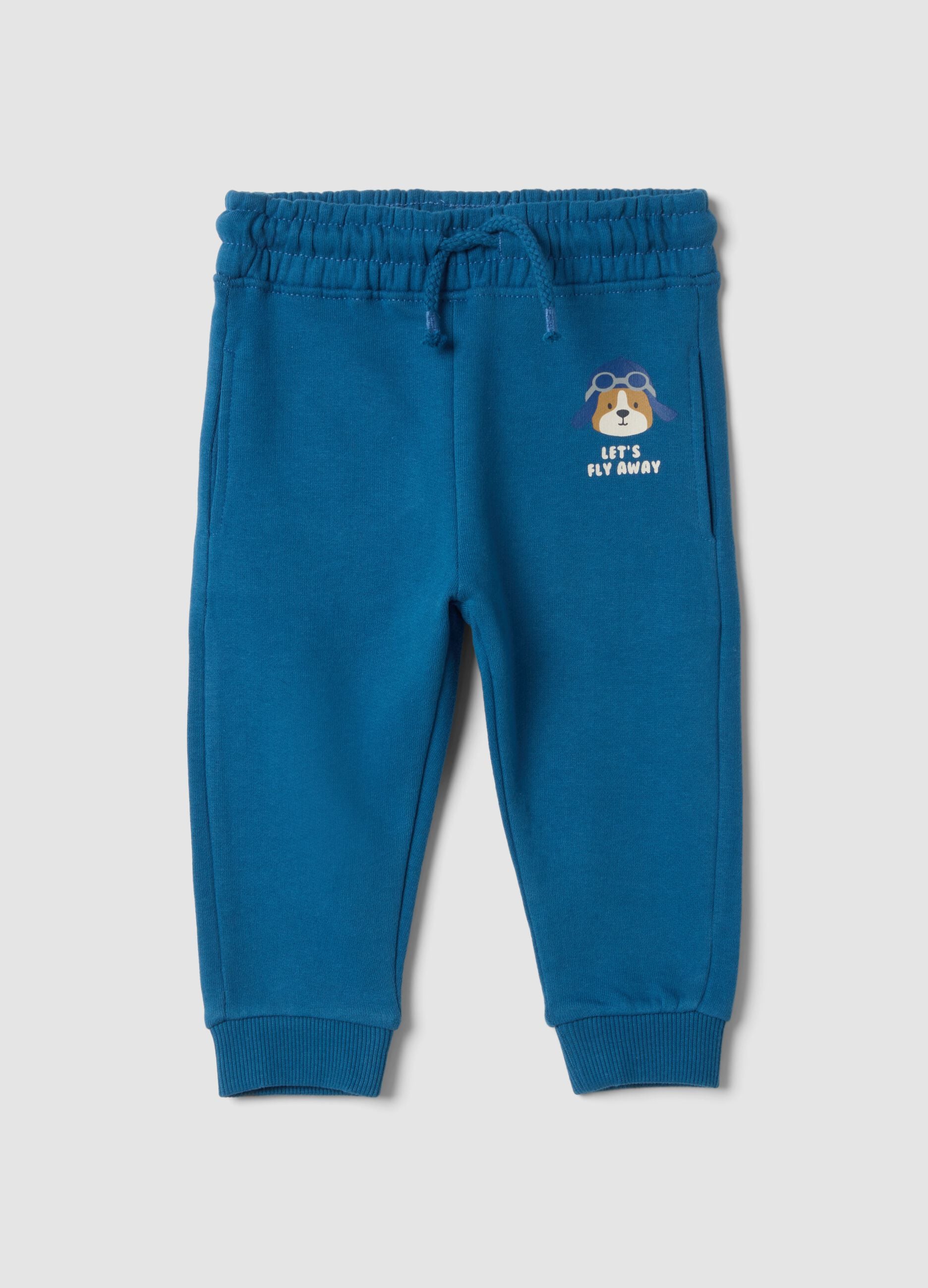 Pantaloni jogger blu in puro cotone