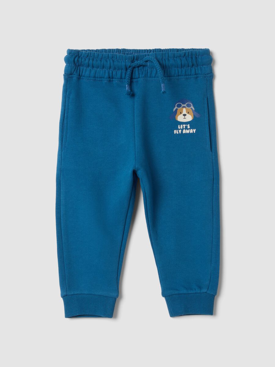 Pantaloni jogger blu in puro cotone_0
