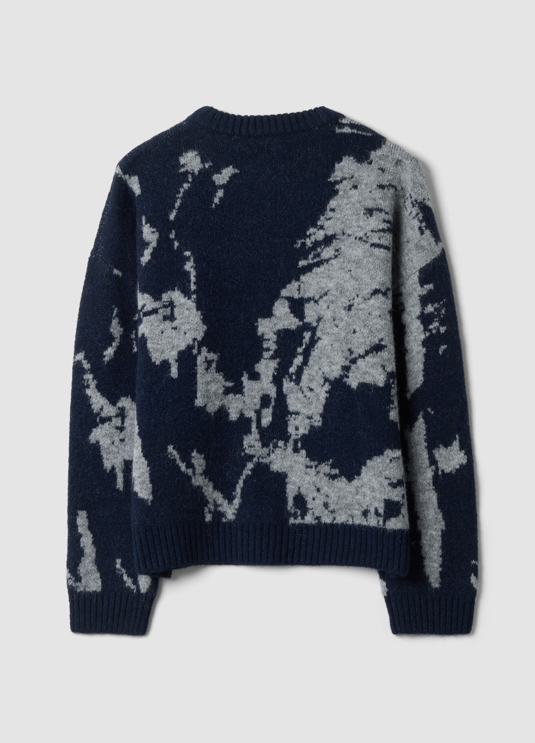 Blue stretch wool crew-neck jumper