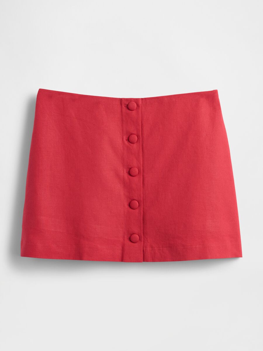Red linen-blend skirt regular fit_3